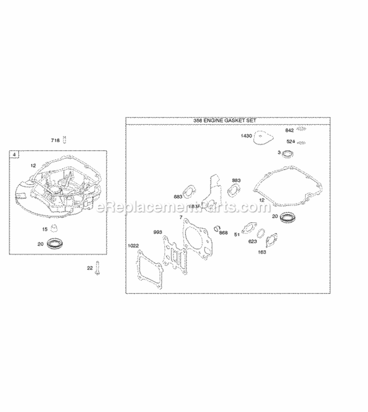 Gasket Set-Engine Sump Diagram and Parts List for 111P07-0117-F1  Briggs and Stratton Engine